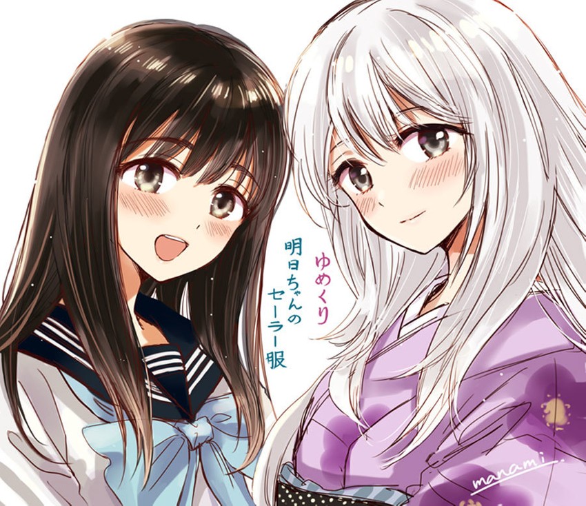 akebi komichi and shirahane yuri (akebi-chan no serafuku and 1 more) drawn by sugano_manami