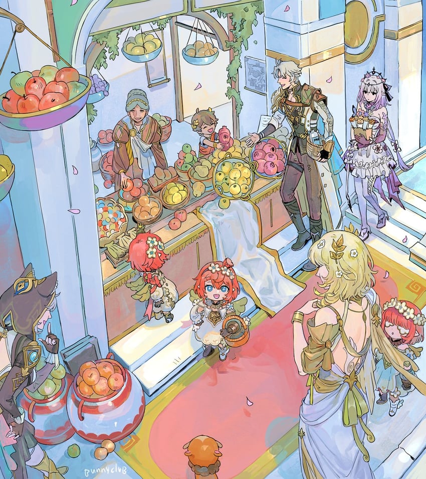 phainon, castorice, aglaea, cipher, tribbie, and 2 more (honkai and 1 more) drawn by bunnyclvb