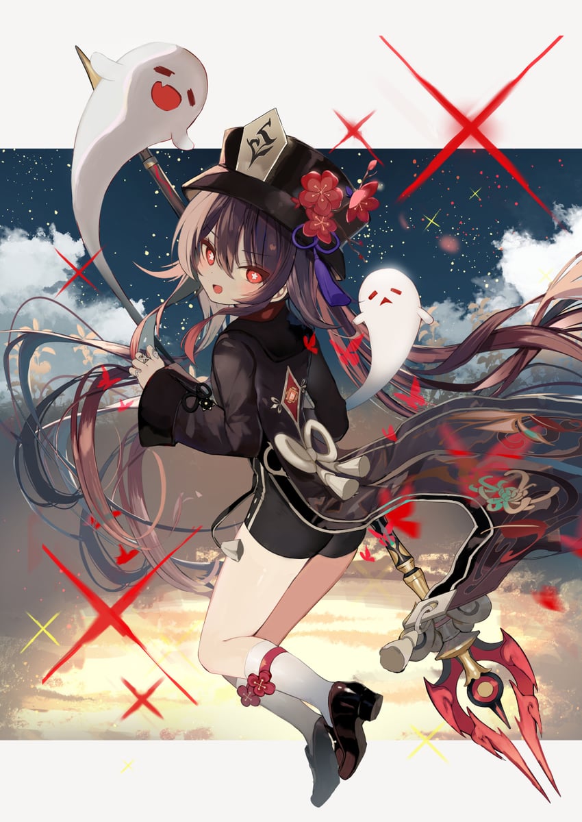 hu tao and boo tao (genshin impact) drawn by amakawa_sakko