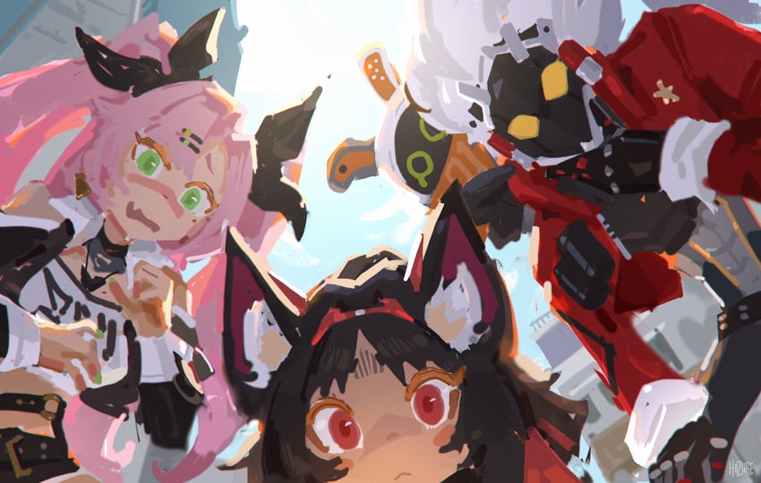 nicole demara, eous, nekomiya mana, and billy kid (zenless zone zero) drawn by hozure