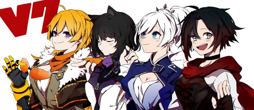 ruby rose, weiss schnee, yang xiao long, and blake belladonna (rwby) drawn by esu_(transc)