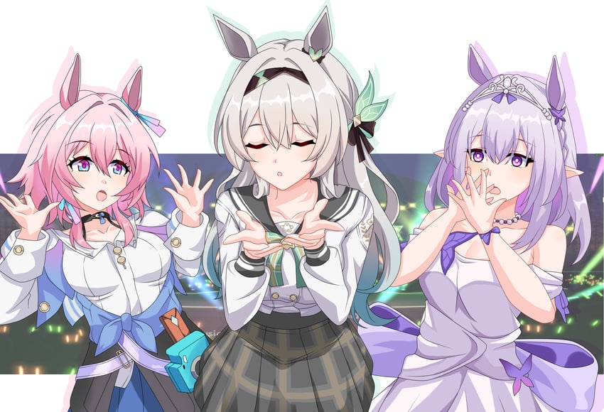 firefly, march 7th, and castorice (umamusume and 2 more) drawn by maxwelzy