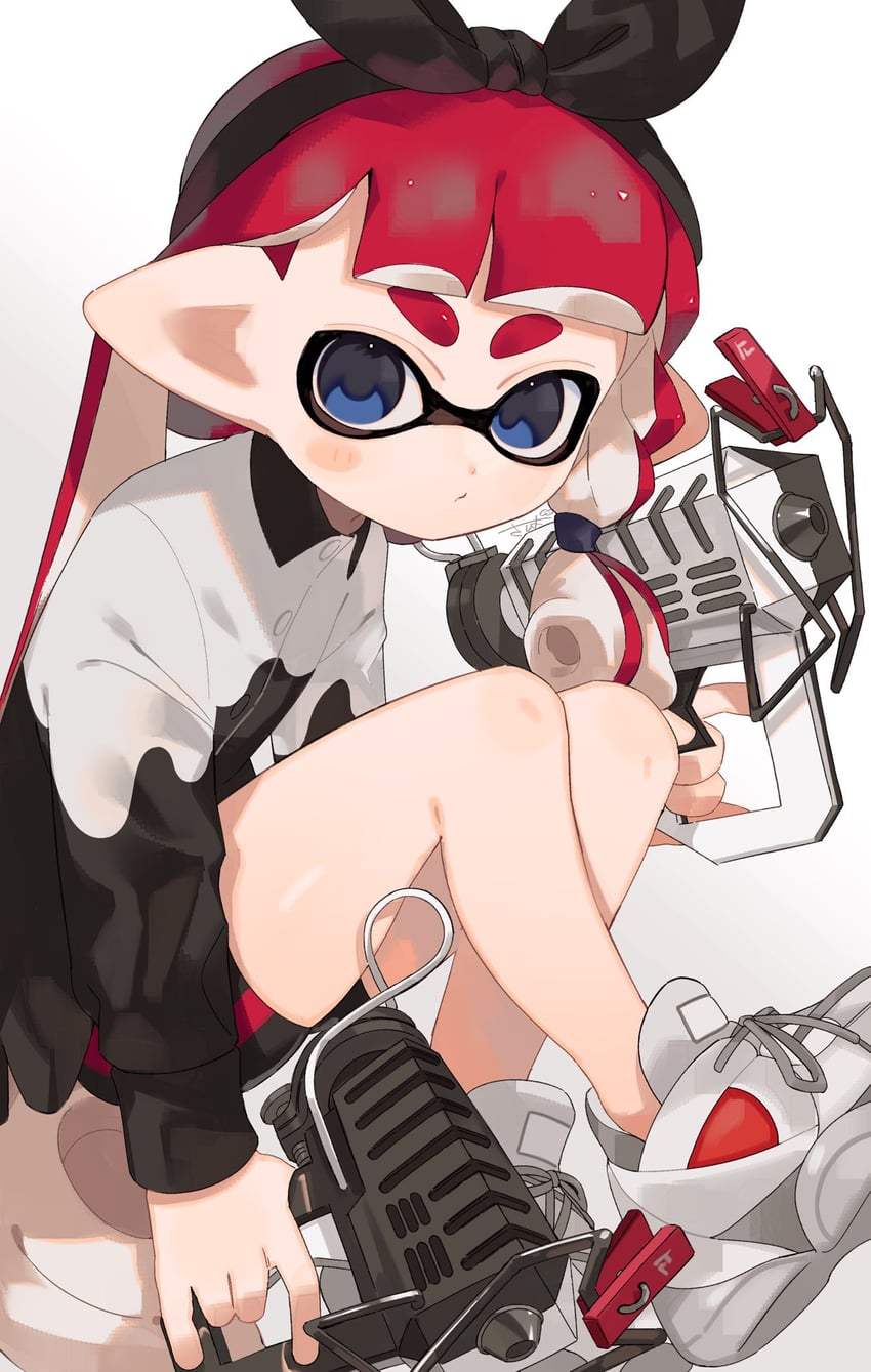 inkling player character and inkling girl (splatoon and 1 more) drawn by sabata_saba