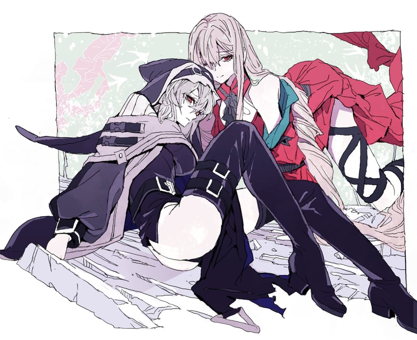 skadi, specter, and skadi the corrupting heart (arknights) drawn by nobita_(makoto7060355)