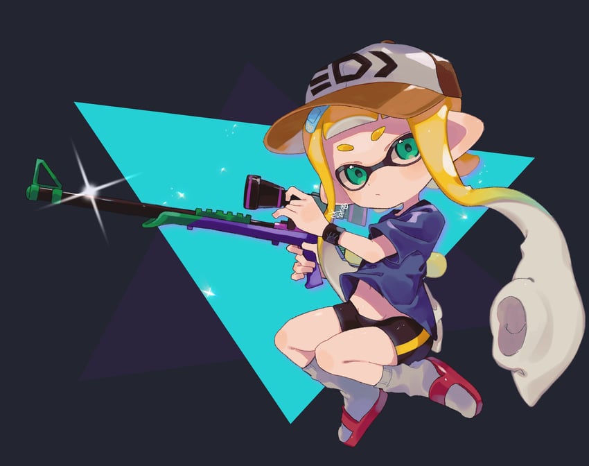 inkling player character and inkling girl (splatoon) drawn by sabata_saba