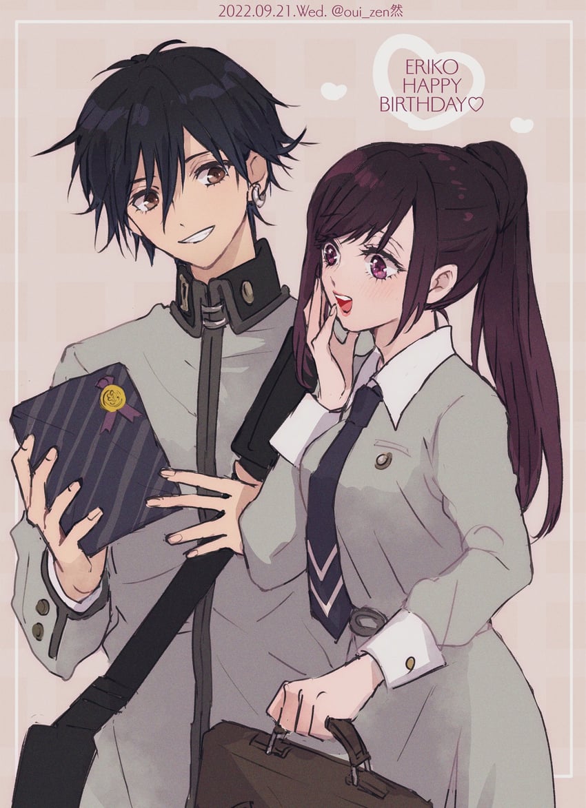 toudou naoya and kirishima eriko (persona and 1 more) drawn by oui_zen