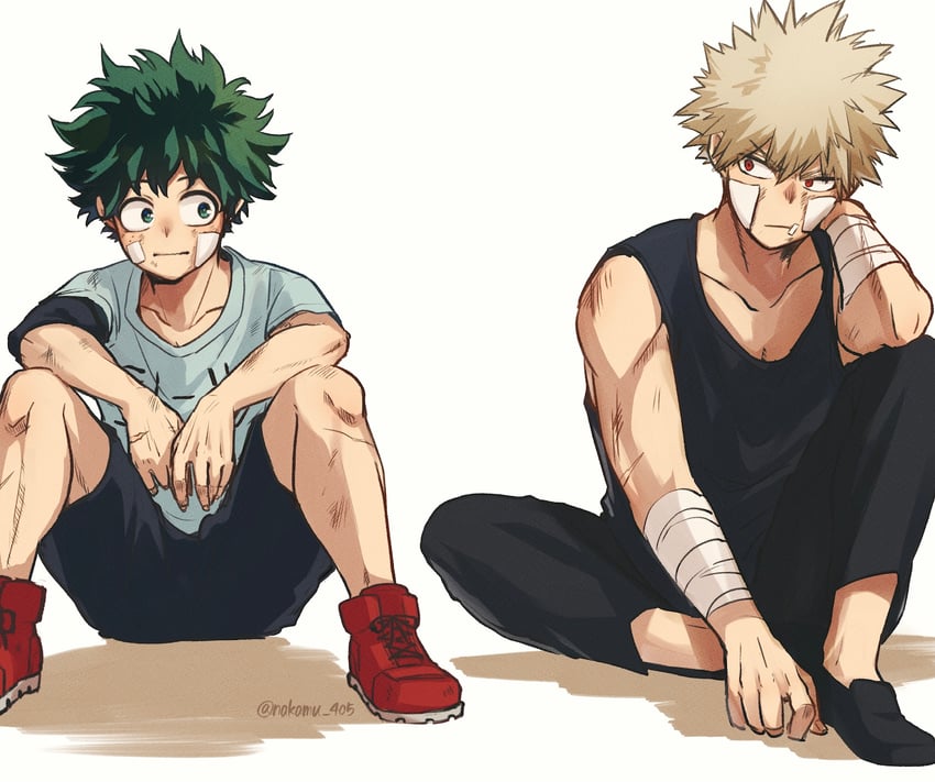 midoriya izuku and bakugou katsuki (boku no hero academia) drawn by nakamu_405