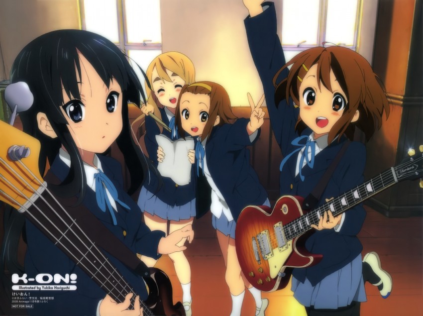 akiyama mio, hirasawa yui, tainaka ritsu, and kotobuki tsumugi (k-on! and 1 more) drawn by horiguchi_yukiko