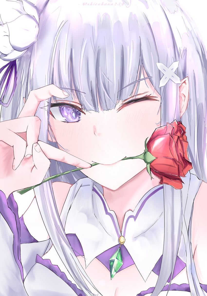 emilia (re:zero kara hajimeru isekai seikatsu) drawn by shirohana239