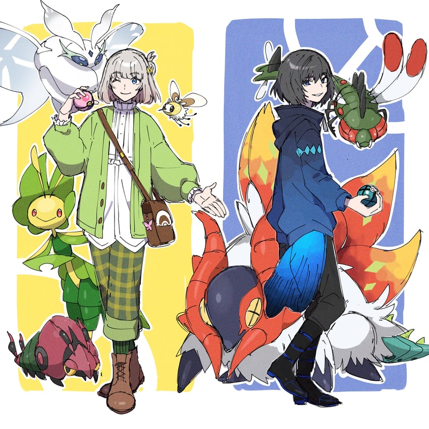 oberon, cutiefly, frosmoth, leavanny, venipede, and 2 more (fate and 2 more) drawn by ohana_(tarao38_sannma)