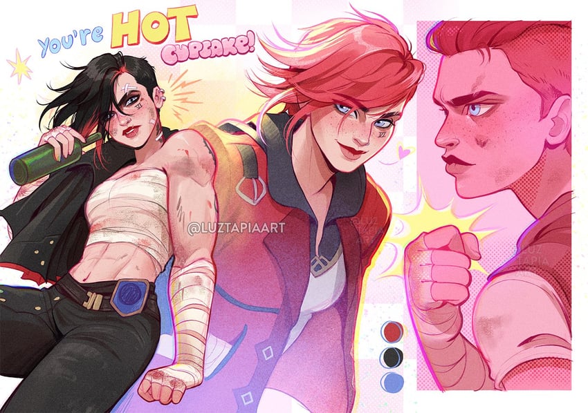 vi and arcane vi (league of legends and 1 more) drawn by luztapiaart