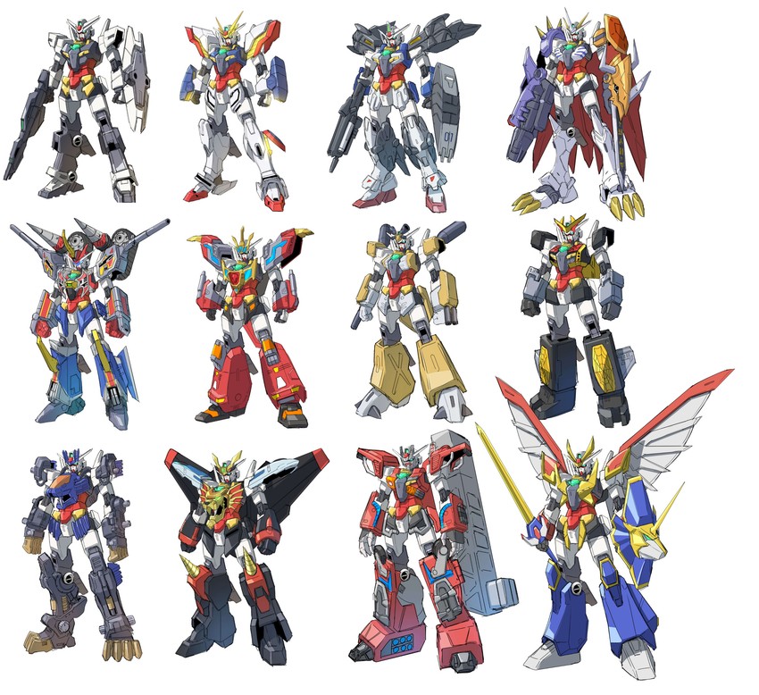 omegamon, gaogaigar, metabee, shining gundam, gridman, and 8 more (gundam and 19 more) drawn by sukekiyo56