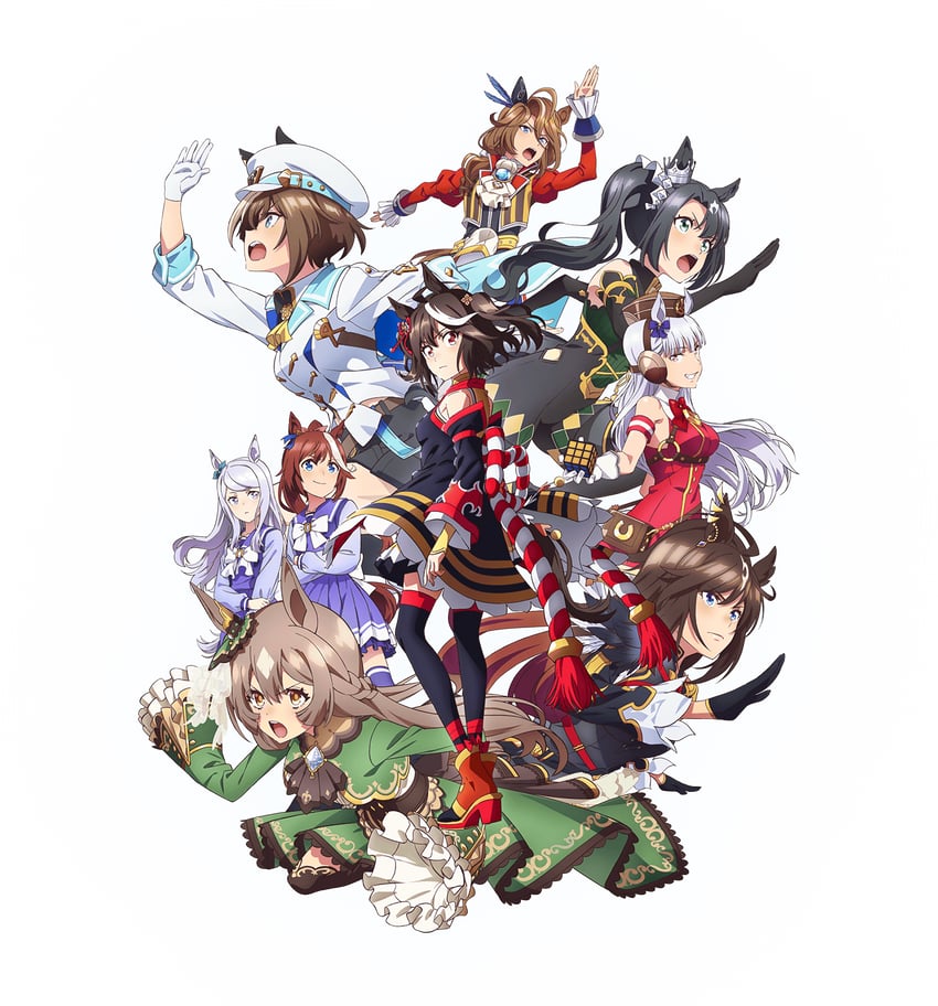 gold ship, mejiro mcqueen, tokai teio, satono diamond, kitasan black, and 4 more (umamusume)