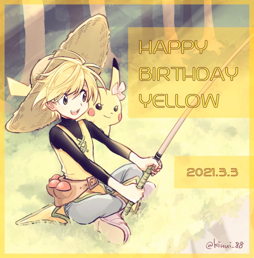 pikachu, yellow, and chuchu (pokemon and 1 more) drawn by kinui_88