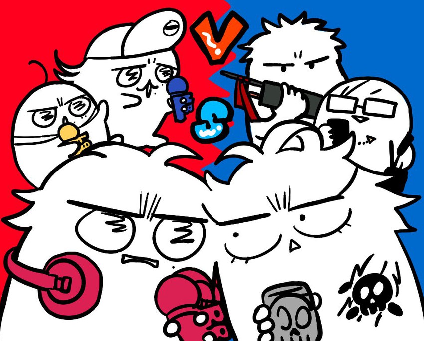 yamada ichiro, aohitsugi samatoki, yamada saburo, yamada jiro, busujima rio mason, and 1 more (hypnosis mic) drawn by kanikamang