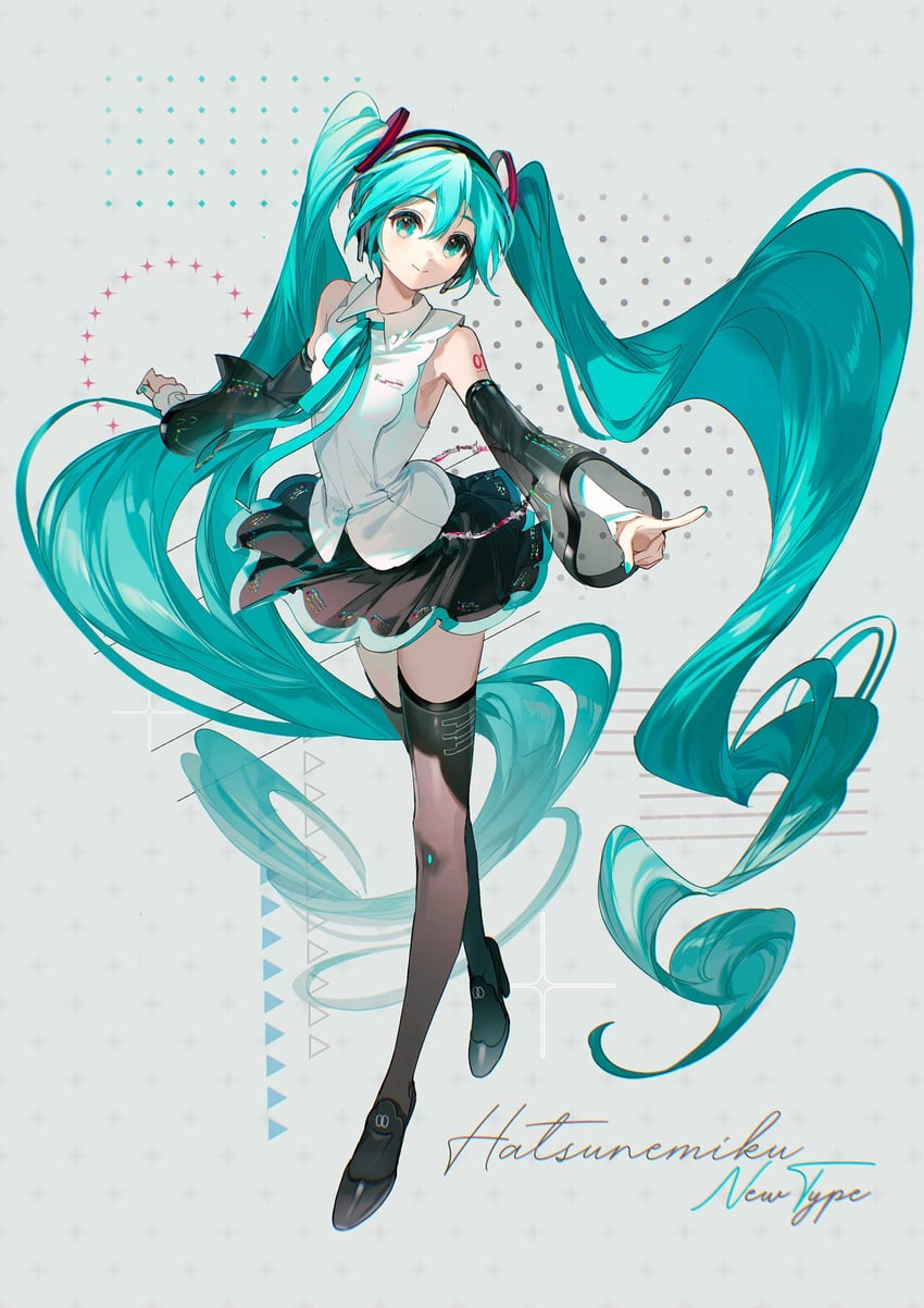 hatsune miku (vocaloid and 1 more) drawn by rumoon