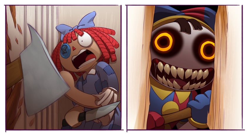 pomni and ragatha (the amazing digital circus and 1 more) drawn by bleedman