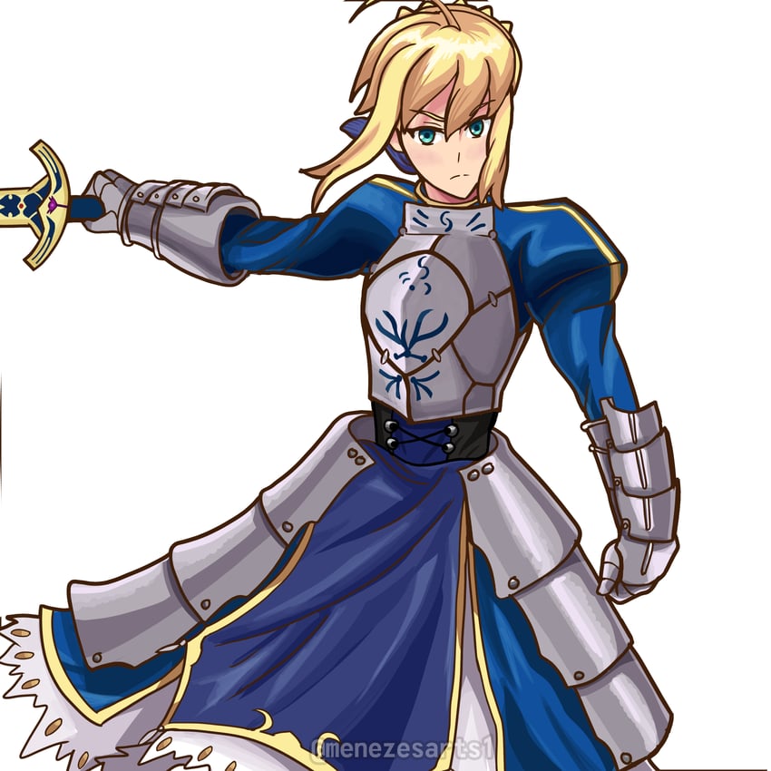 artoria pendragon and saber (fate and 2 more) drawn by menezesarts1