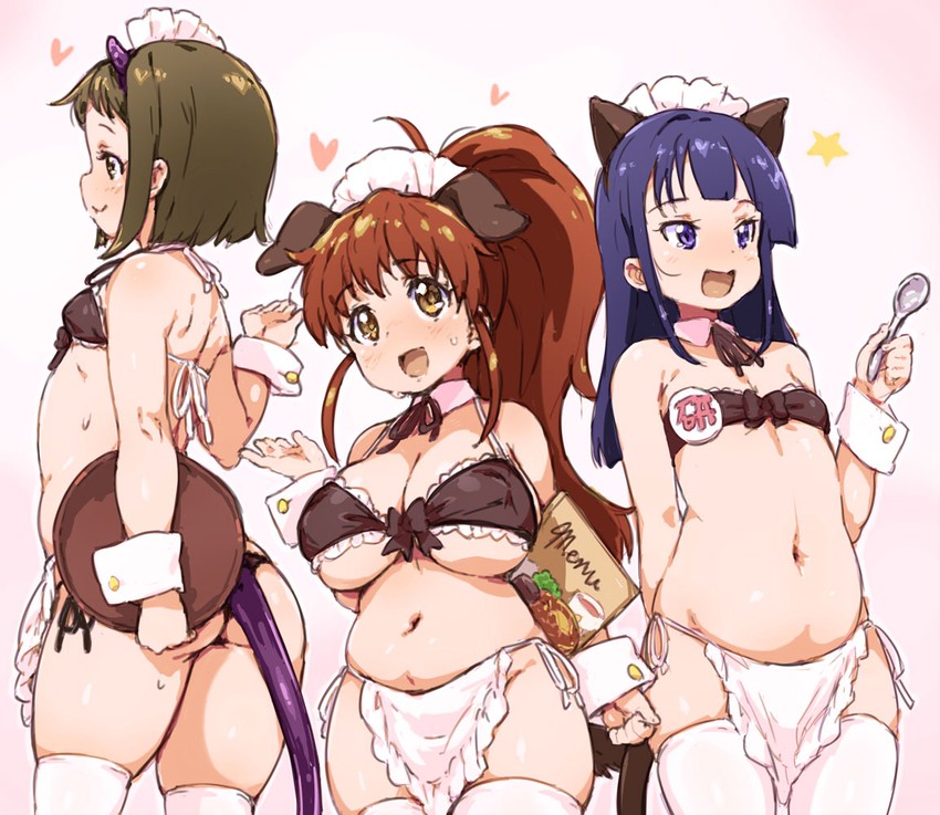 taneshima popura, yamada aoi, and takanashi nazuna (working!!) drawn by randou