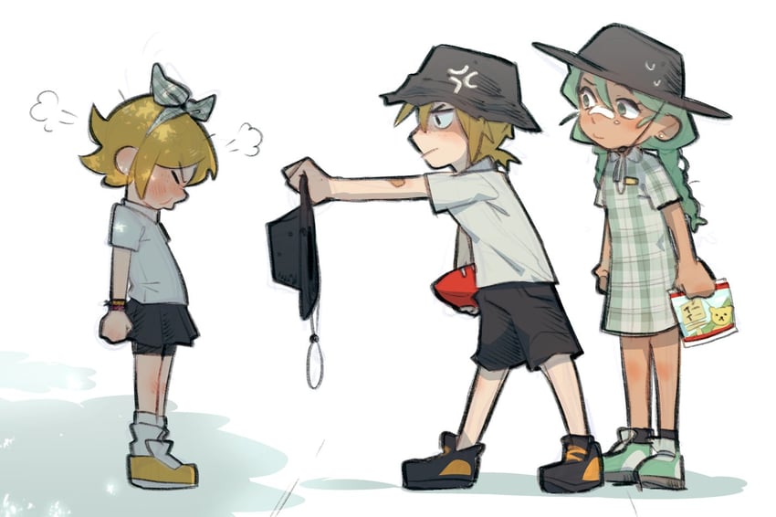 hatsune miku, kagamine rin, and kagamine len (vocaloid) drawn by swagamicchi