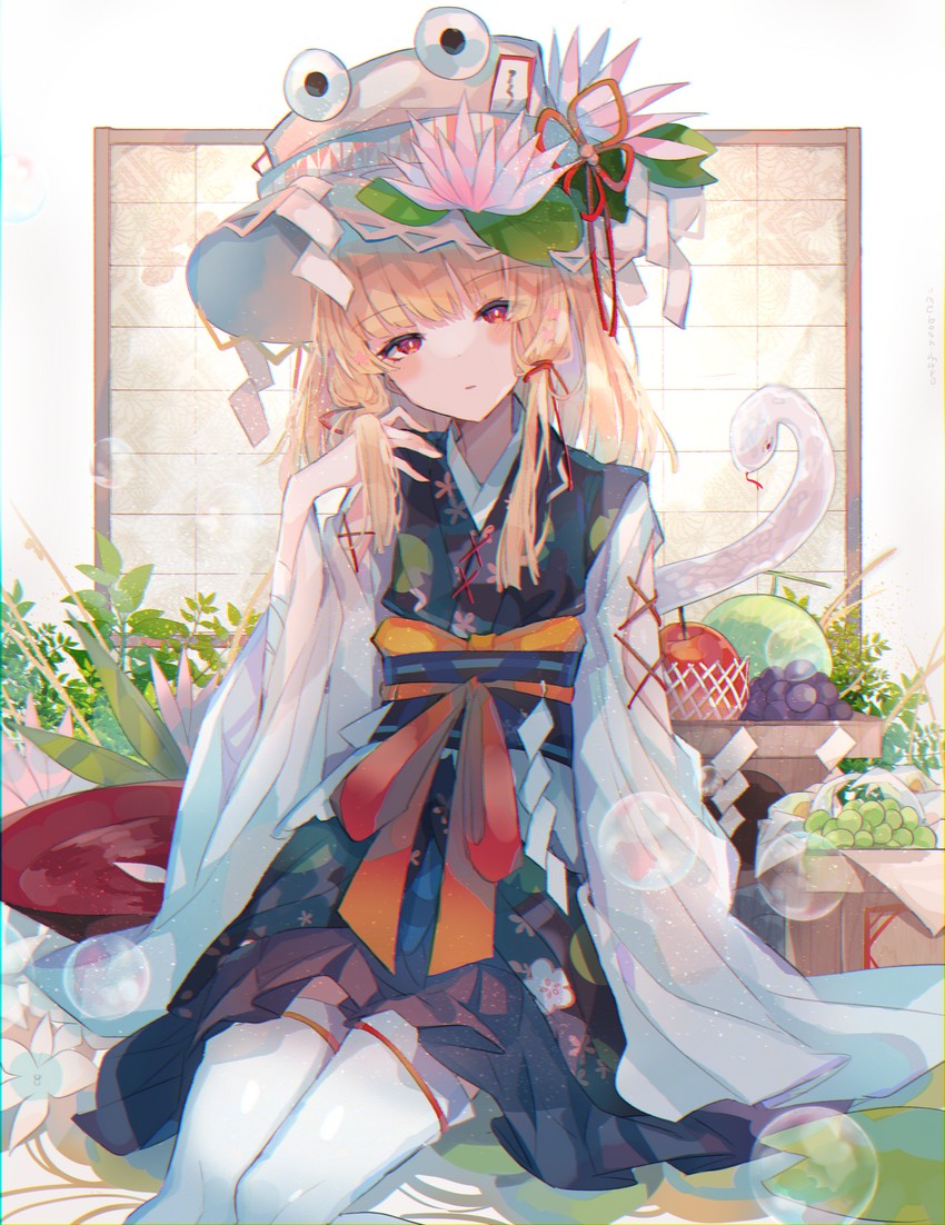 moriya suwako and mishaguji (touhou) drawn by umemaro_(siona0908)