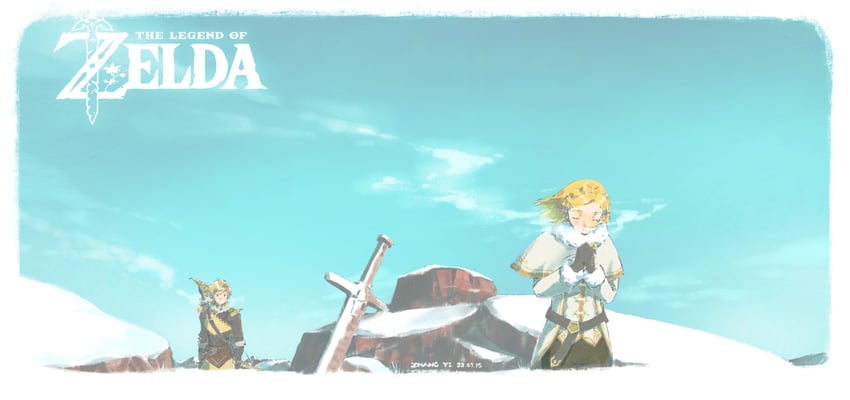 link and princess zelda (the legend of zelda and 1 more) drawn by kchang57