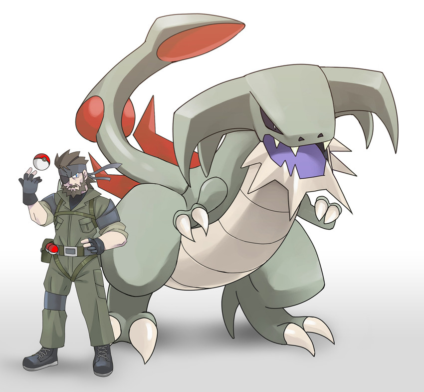big boss, naked snake, metal gear rex, and gear rex (pokemon and 3 more) drawn by ikuyoan