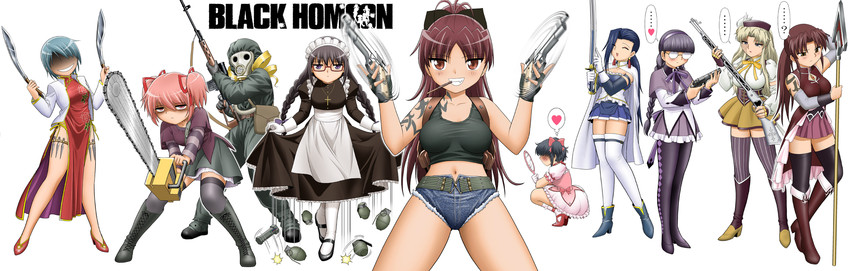 akemi homura, kaname madoka, miki sayaka, sakura kyoko, tomoe mami, and 5 more (mahou shoujo madoka magica and 1 more) drawn by shingyouji_tatsuya