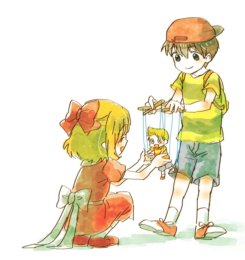 ness, lucas, and paula (mother and 2 more) drawn by hachi78b