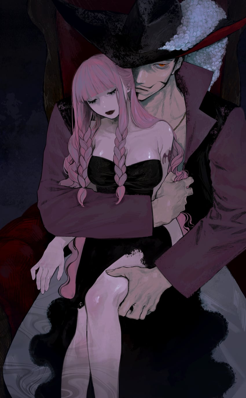 perona and dracule mihawk (one piece) drawn by haebo_(haebo)