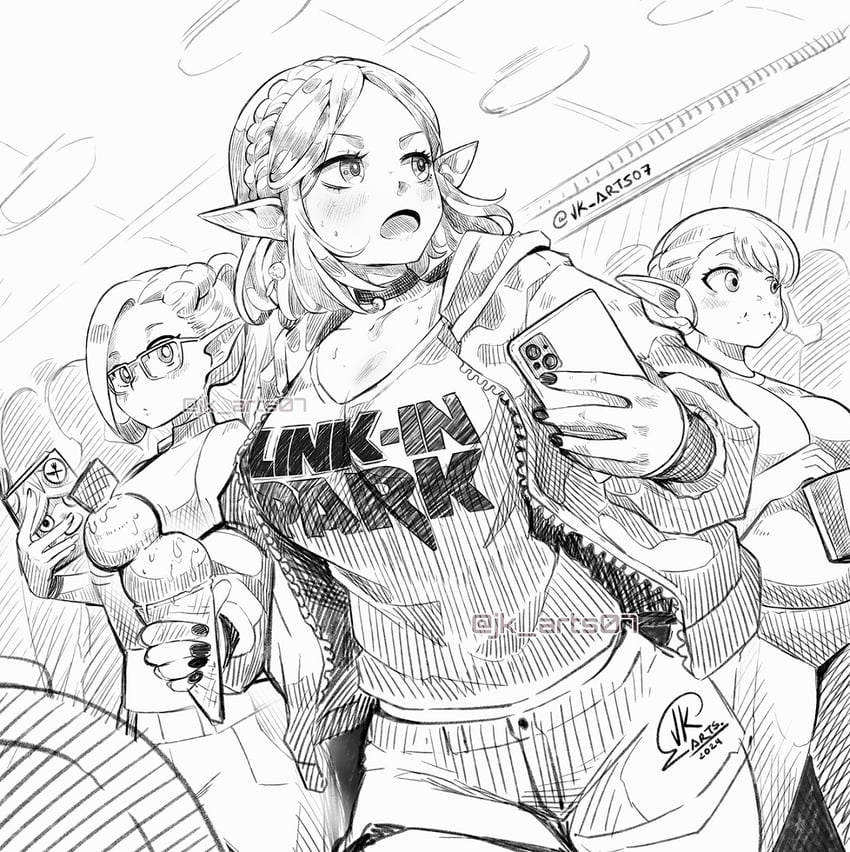 princess zelda, marcille donato, and elfuda (the legend of zelda and 3 more) drawn by jk_arts