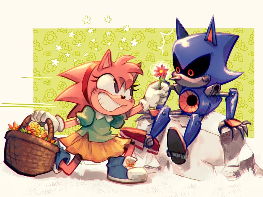 amy rose, metal sonic, and classic amy (sonic and 2 more) drawn by 9474s0ul