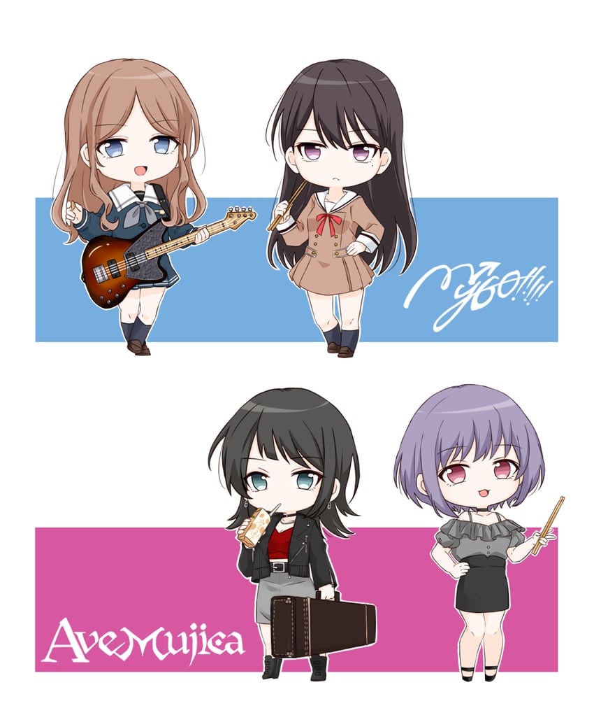 nagasaki soyo, shiina taki, yahata umiri, and yuutenji nyamu (bang dream! and 1 more) drawn by porinki