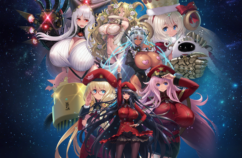satan, amanogawa haruka, deneb, akihabara momoko, orihime, and 3 more (hoshizora no babylon) drawn by hayama_kazusa