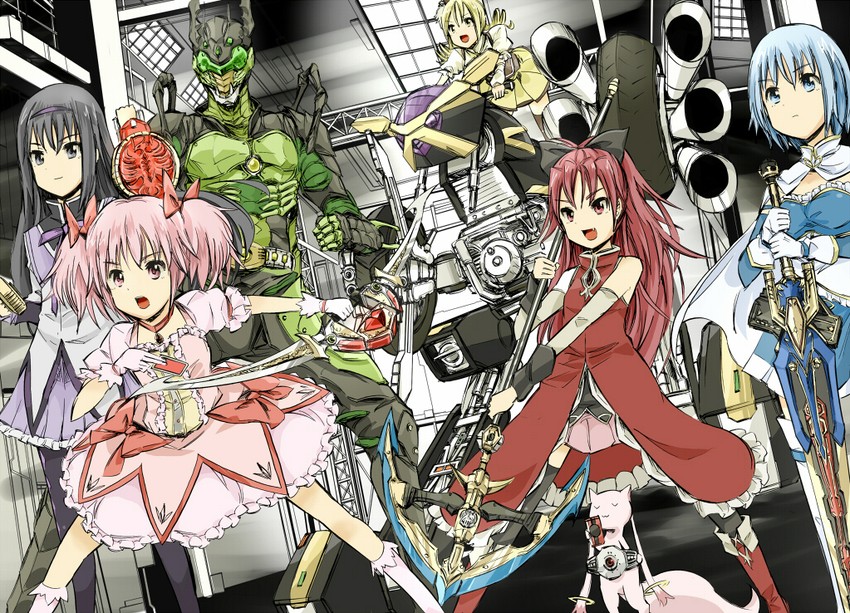 akemi homura, kaname madoka, miki sayaka, sakura kyoko, tomoe mami, and 3 more (mahou shoujo madoka magica and 7 more) drawn by eichi_(0903275)