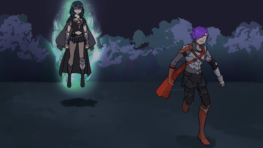 female byleth and male shez (fire emblem and 2 more) drawn by flamingo_(eme324)