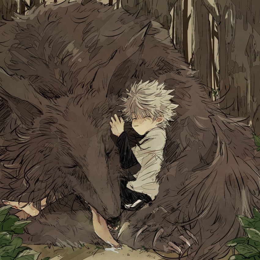 killua zoldyck and mike (hunter x hunter) drawn by necomu
