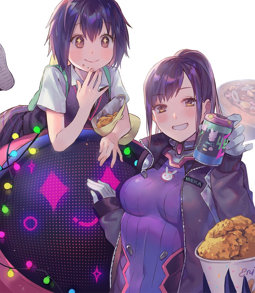 d.va, peni parker, and sp//dr (marvel and 5 more) drawn by lino_chang