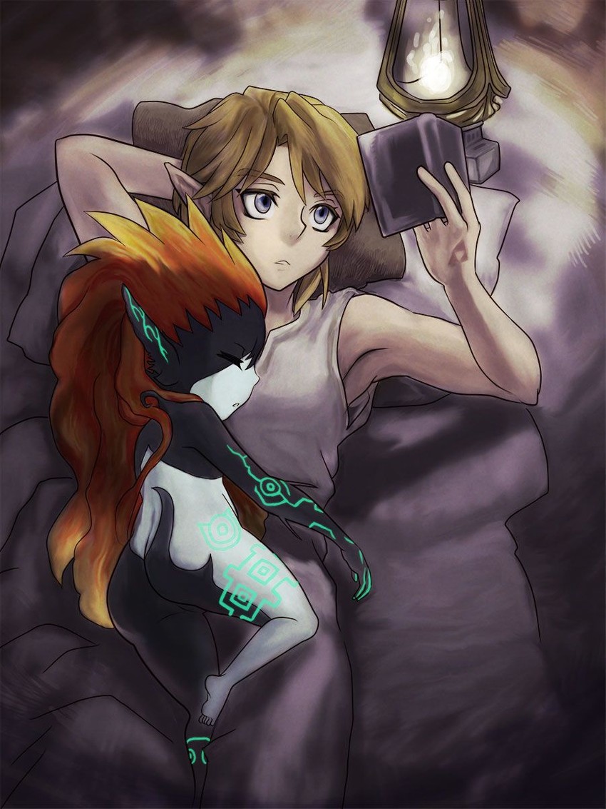 link and midna (the legend of zelda and 1 more) drawn by mi_(karintokinako)