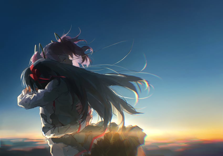 akemi homura and kaname madoka (mahou shoujo madoka magica) drawn by sijimao