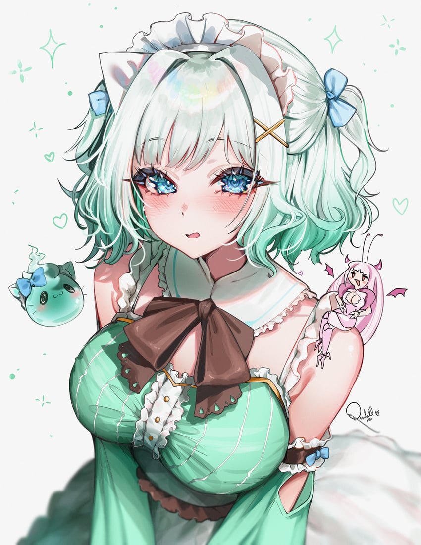 mint fantome, matara kan, and wisps (indie virtual youtuber and 1 more) drawn by rosebell