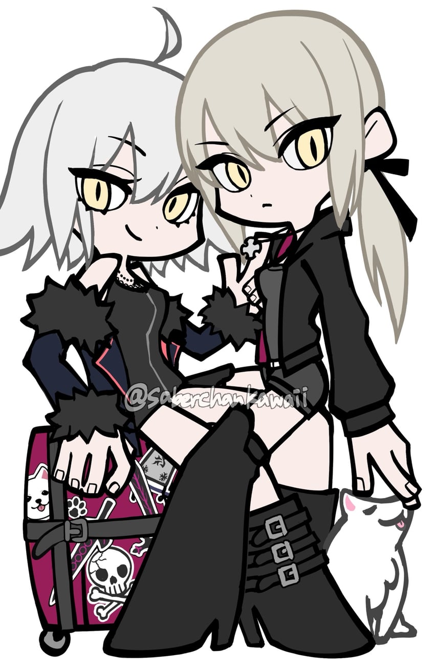 artoria pendragon, jeanne d'arc alter, saber alter, and cavall ii (fate and 1 more) drawn by nipi27