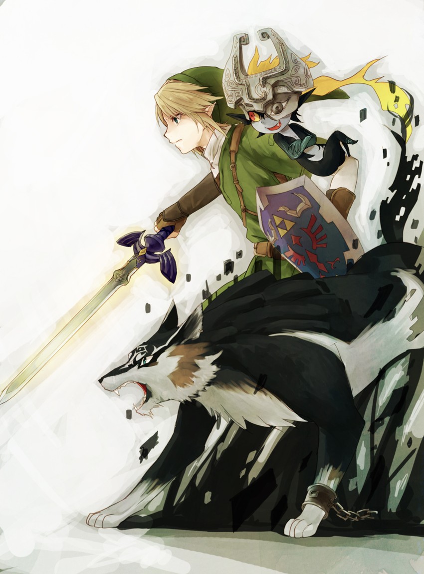 link, midna, and wolf link (the legend of zelda and 1 more) drawn by kumaru