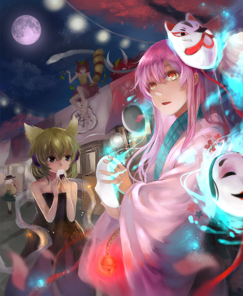 komeiji koishi, toyosatomimi no miko, hata no kokoro, and futatsuiwa mamizou (touhou) drawn by sa_(h28085)