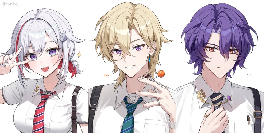 aventurine, dr. ratio, and topaz (honkai and 1 more) drawn by miho_(mymiho)