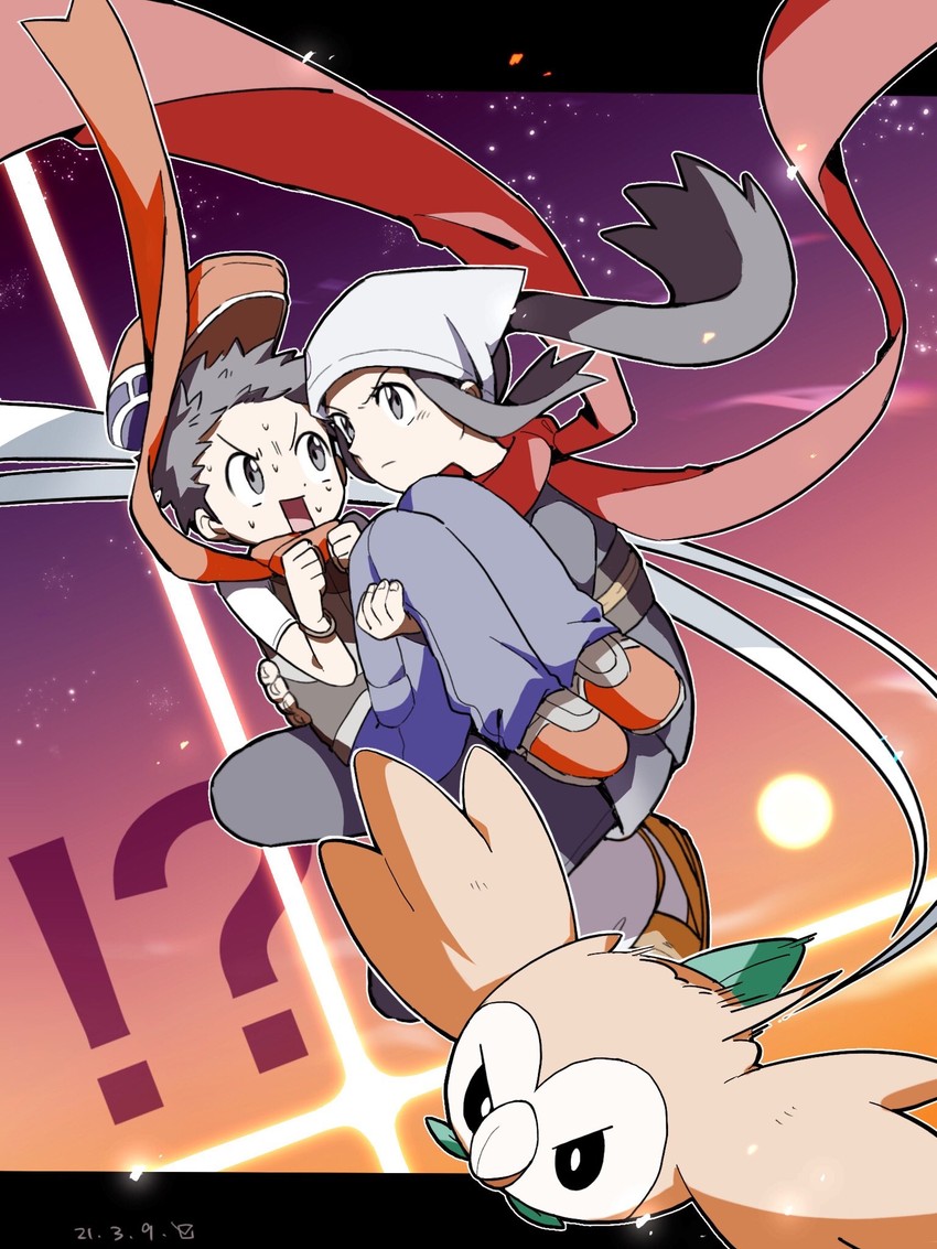 akari, rowlet, and lucas (pokemon and 2 more) drawn by petoke