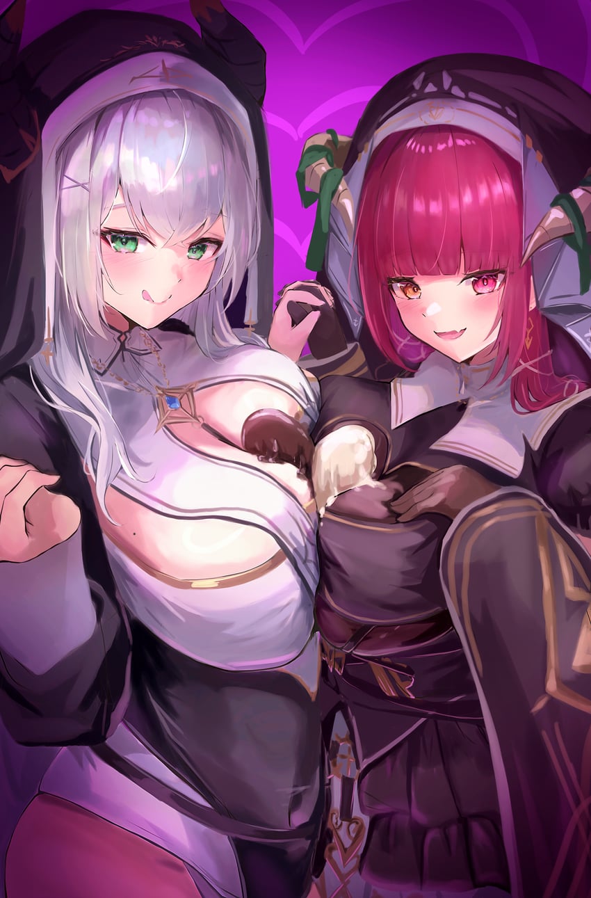 houshou marine and shirogane noel (hololive) drawn by y'='y