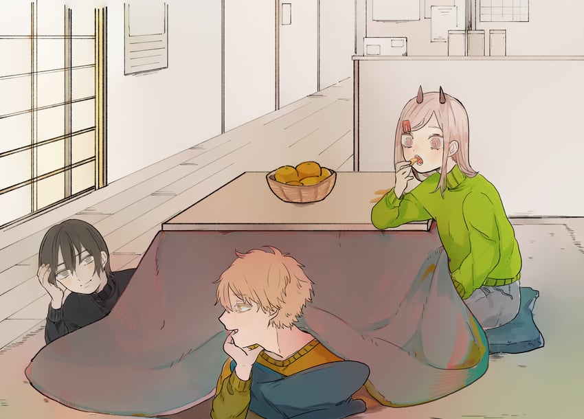 power, denji, and hayakawa aki (chainsaw man) drawn by gurukousu