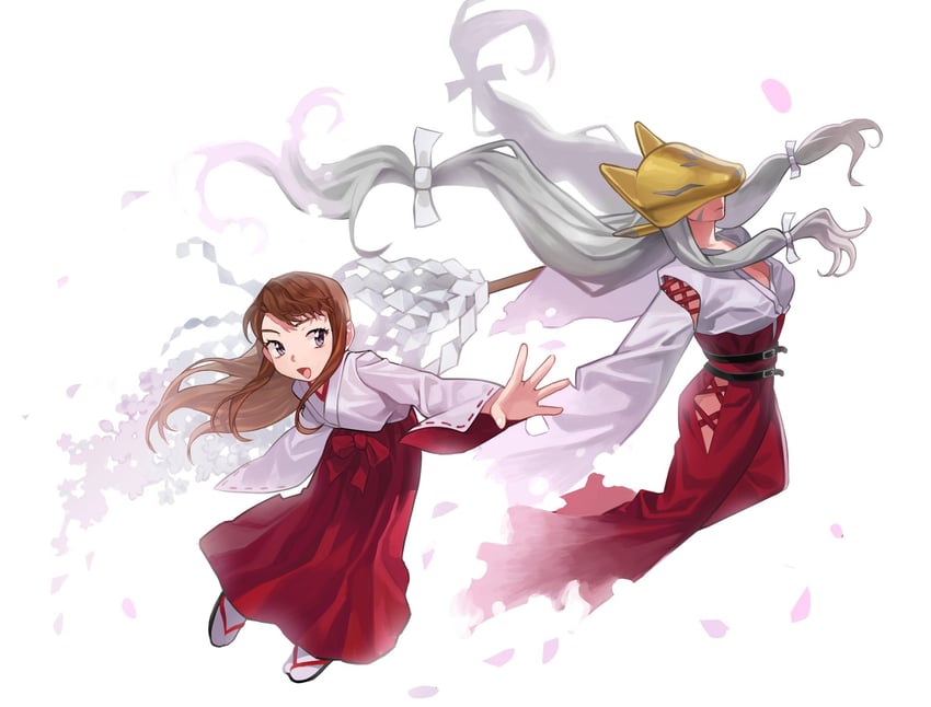 sakuyamon, makino ruki, and sakuyamon: miko mode (digimon and 1 more) drawn by roseepdl2