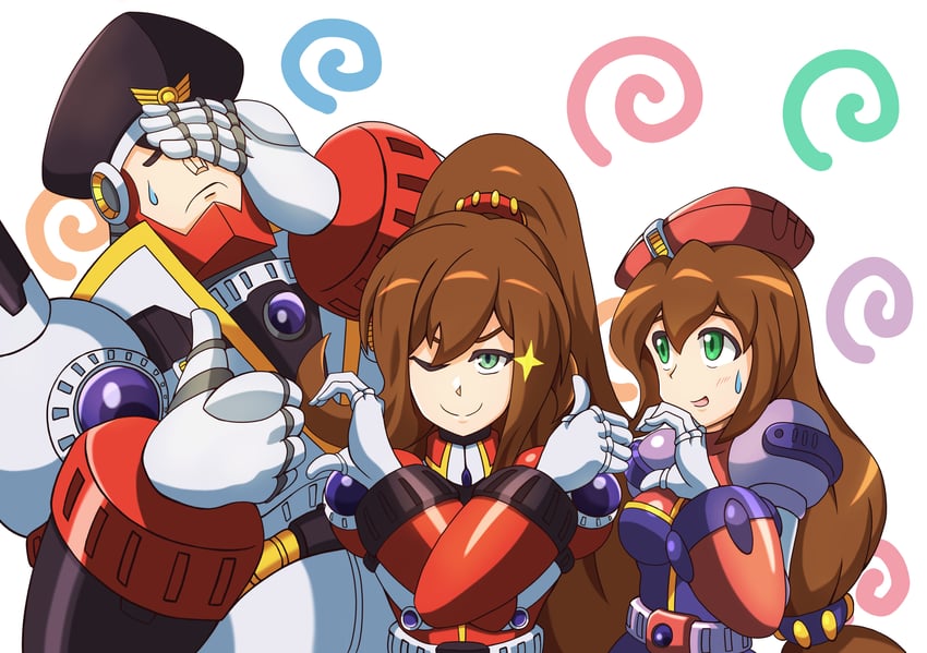 iris, colonel, and iris -another- (mega man and 2 more) drawn by kotatuman_dash